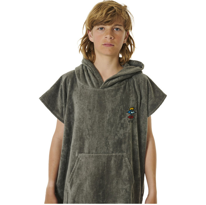 2024 Rip Curl Junior Logo Kapuzenhandtuch Wickelmantel / Poncho 009BTO - Grau